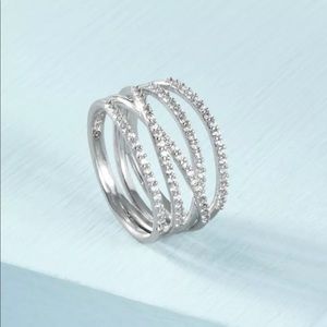 Stella & Dot Stellar Pave Ring - Silver - size 7